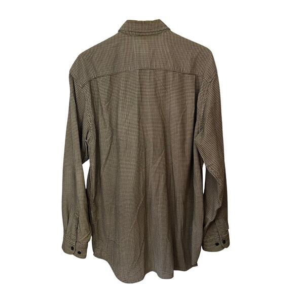 Eddie Bauer Mens Button Down Shirt 100% Cotton Tall Large Green Cream Check B&T - Picture 5 of 8